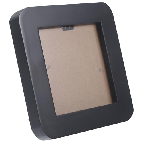 RORPOIR Mini Marco de Fotos de Escritorio de Madera Negro Clásico, Tamaño 9X9 CM Área Visible 8X8 CM, para Fotos Infantiles, Bodas y Documentos, Diseño Cuadrado