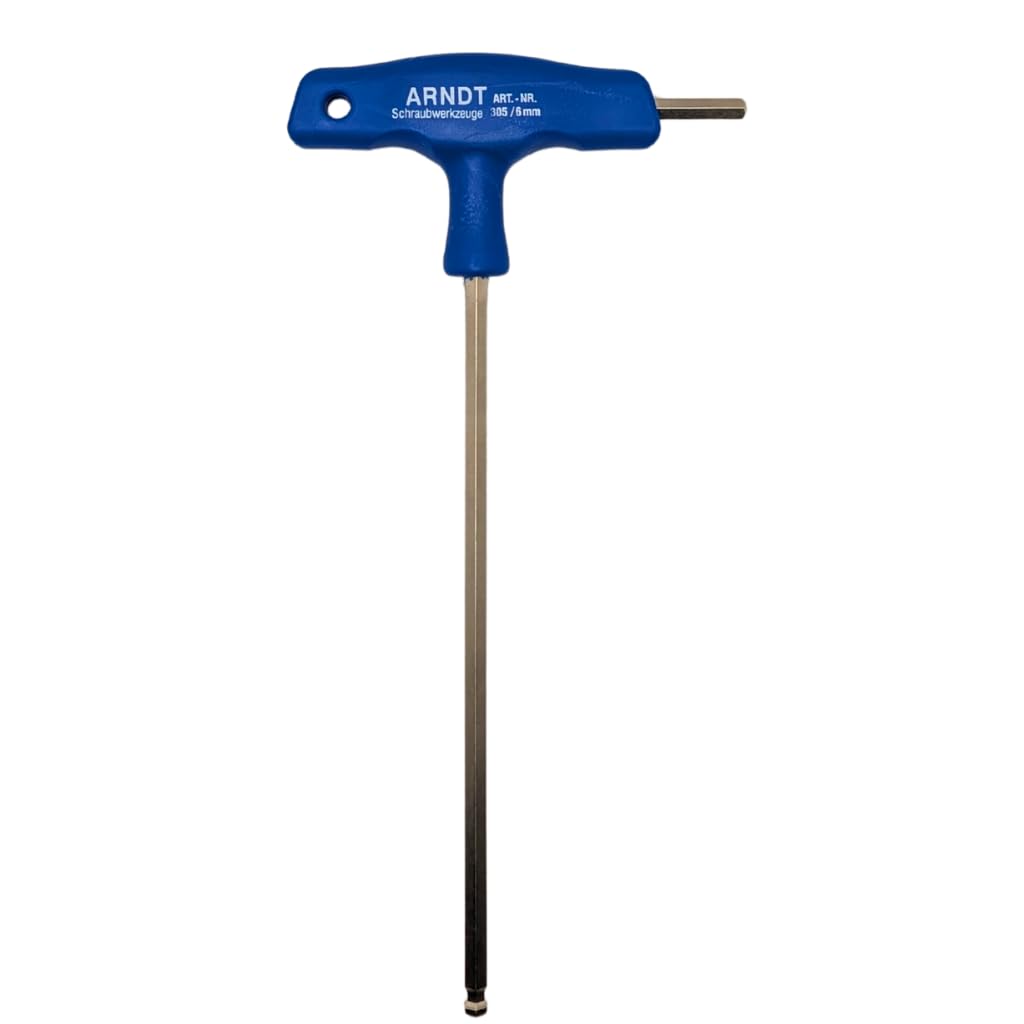 ARNDT Germany 6mm T-Handle Ball End Allen Key Hex Key | Chrome Vanadium Steel | Metric Hexagonal Wrench with Ergonomic Grip | Professional T Bar Hex Key for Mechanics & DIY