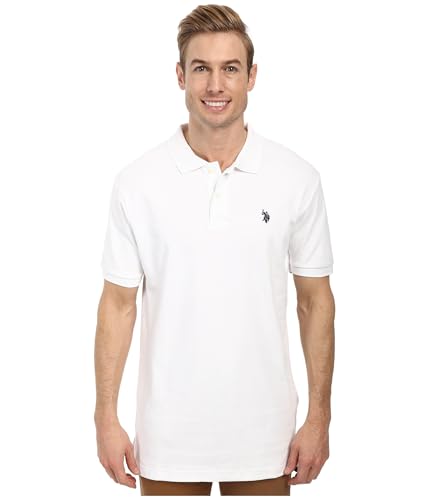 U.S. Polo Assn. Men's Solid Interlock Polo, White, Large