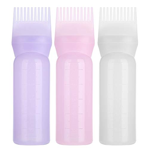 Bouteille de teinture pour les cheveux - bouteille de shampoing, 5 pcs Outil d'application de bouteille de teinture pour les cheveux avec peigne à l'huile 3 couleurs (Couleur : Purple) Cover