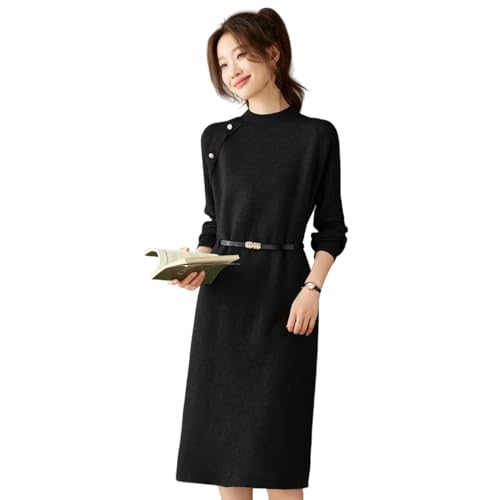 Robe pull mi-longue en laine tricotée pour un hiver doux et chaleureux