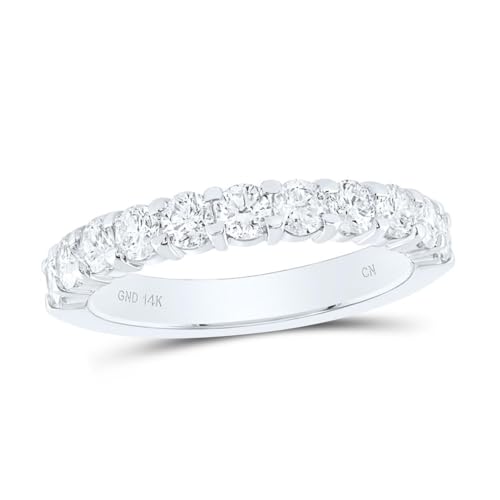 14K White Gold Womens Round Pave-set Diamond Wedding Band 1 Cttw