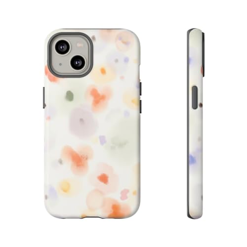 Coque rigide iPhone 14 motif floral aquarelle blanc mat idée cadeau femme