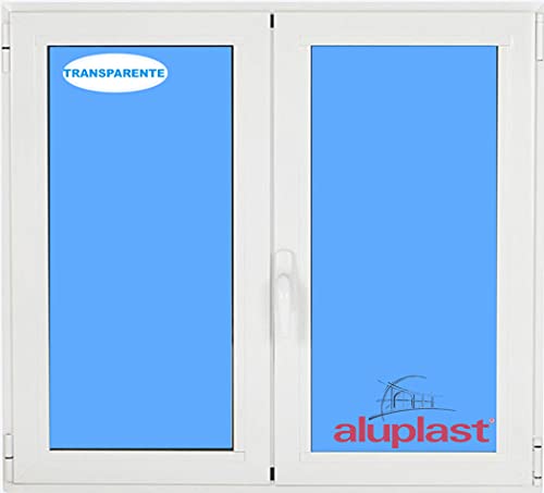 (V03T) Ventana PVC 1000x1000 Blanca 2 Hojas Oscilobatiente Vidrio Transparente