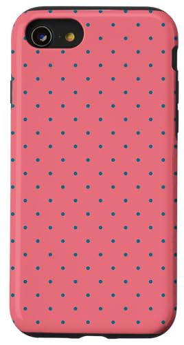Light Coral Case With Deep Aqua Polka Dots Cool スマホケース iPhone SE (2020) / 7 / 8 用