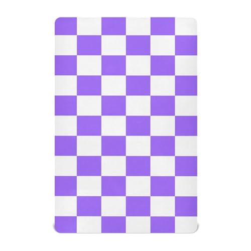 Image of Baby Crib Sheet Purple Checkerboard Crib Mattress for Boys and Girls Playard Sheet Soft Breathable Fitted Baby Mattress Cover 52x28in