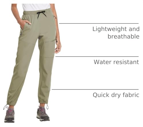baleaf Women's Hiking Pants Quick Dry Water Resistant Lightweight Joggers Pant for All Seasons Elastic Waist Light Green Size XXL by baleaf - Used condition - US$23.50