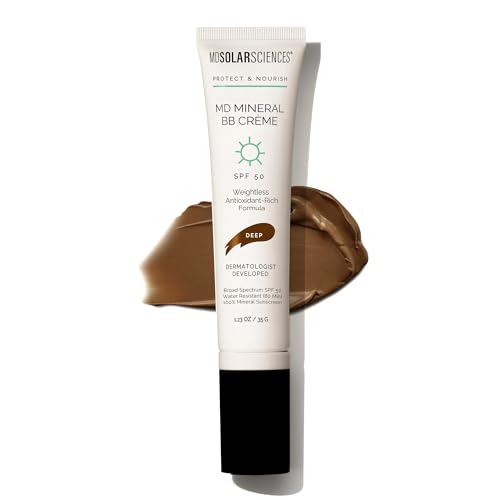 MDSolarSciences MD Mineral BB Cream SPF 50 - Sheer-Tinted Daily Sunscreen - Matte Finish with Broad-Spectrum Protection - BB Cream for Oily Skin - Fragrance-Free with Caffeine - Deep - 35 g Makeup
