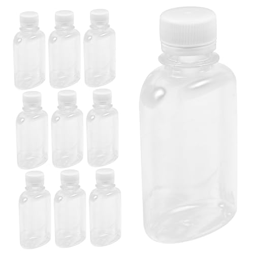 GLEAVI 10Pcs Reusable Empty Juice Bottles with Sealing Caps Portable Beverage Containers for Juice Milk and for Home Parties Go