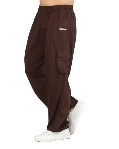 Image of CHKOKKO Men's Baggy Track Pants for Gym Workout Running Casual Wear Sports Lower with Pockets Adjustable Drawstring Waist Lightweight Quick Dry Activewear Fitness