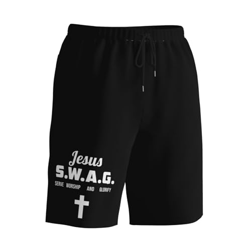Jesus Serve Worship and Glorify Mens Swim Trunks Quick Dry Board Shorts 7" - Hawaii Beach Swimwear3