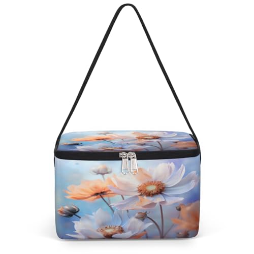 GzLeyigou Flower Blossom Lunch Bags for Women Men 9 Cans, Hot & Cold Food Delivery Bag Insulated Grocery Bag Insulated Lunch Box Flower Cooler Bag for Office Work Picnic Beach