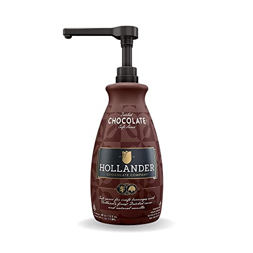 Dutched Chocolate Café Sauce™ by Hollander Chocolate Co. | Perfect for the Professional or Home Barista | Rainforest Alliance Certified | Net Wt. 89 oz (64 fl. Oz.) Large Bottle (PUMP Included)