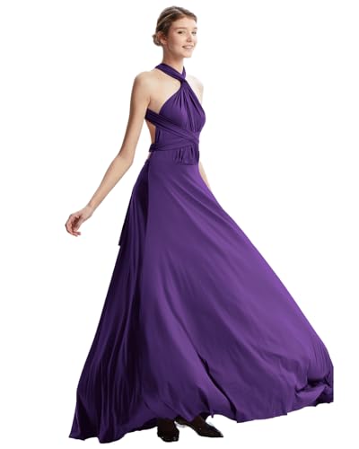 Image of Multi-Way Wrap Infinity Maxi Dress for Bridesmaids & Wedding Guest | 31 Colors for All Wedding Themes, One Size & Plus, 1 Dress for Any Events, Evening, Prom, Gala, Non-See-Through, Wrinkle-Free