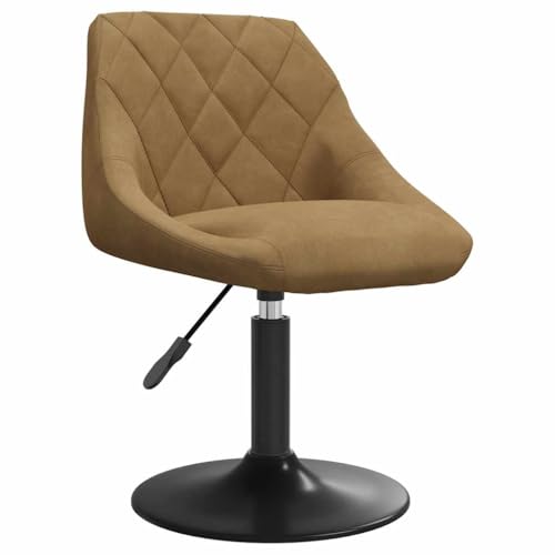 PUGYNBK Chaise de salle à manger pivotante à 360° marron avec housse en velours, chaise de salle à manger réglable en hauteur avec cadre en acier noir, chaise pivotante moderne pour bar et salle à