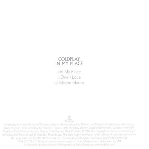 Vista 2 de Coldplay - In My Place - Parlophone - 7243 5 51125 2 1