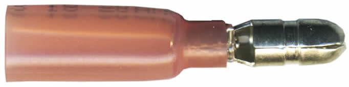 Sherco-Auto Heat Shrink & Crimp Red Male Bullet Connector 22-18 Gauge .180 Tab - 100 Pack - Made in USA