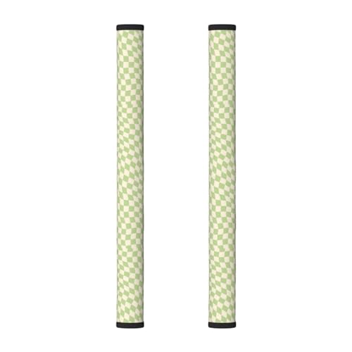 DAFYBYPC Esthetic Wavy Warped Checker Sage Green Refrigerator Door Handle Covers Set of 2 Non-Slip Adjustable Protectors Kitchen Decor Keep Appliance Clean for Fridge Microwave