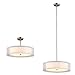 TZOE Drum Light,Double Drum Chandelier,White 3 Light Drum Pendant Light,20",Adjustable Height,Brushed Nickel Finish,UL Listed