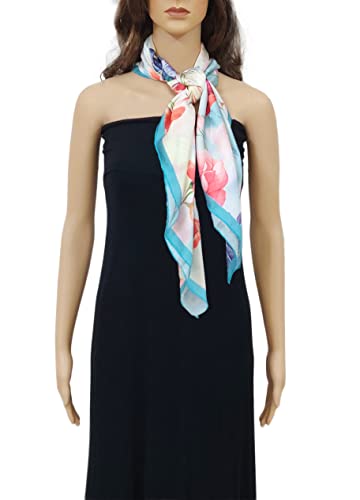 Image of Satin Silk Women's Large Square Floral Fashion Scarf