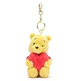Disney Store Official, Winnie l'ourson, Petite Peluche Porte-clés Winnie l'ourson avec Coeur, 10 cm, Accessoire pour Sac à Main et Sac à Dos, à partir de 3 Ans