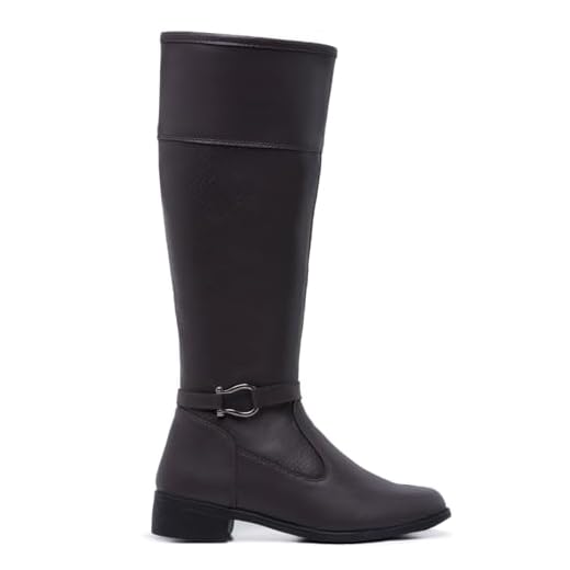 Bota Feminina Country Montaria, Marrom, Cano Longo, Estilo Western Texana, com Zíper Lateral, Cano Longo Inverno (Marrom, BR, Adulto, Numérico, 38)