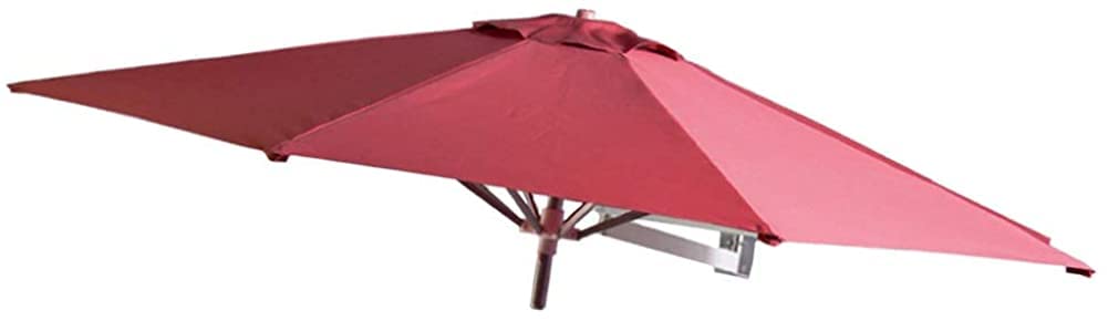 Tonpop Paraguas de Patio Paraguas montado en la Pared, Parasol para Exteriores de Color Rojo Vino Poste Ajustable y 8 Varillas, Sombrillas inclinables para Piscina/Patio Trasero Sombrilla Impermeable