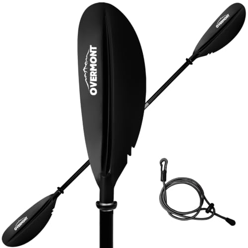 Overmont Kayak Paddle 230cm/90.5in Heavy Duty Aluminum Alloy Lightweight Boating Oar for Inflatable Kayaks with Paddle Leash