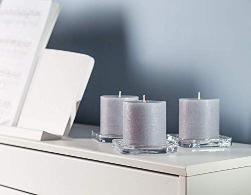 Set Of 3 Pillar Candles 3" X 3" Unscented Handpoured Weddings, Home Decoration, Restaurants, Spa, Church Smokeless Cotton Wick - Grey #TOP4