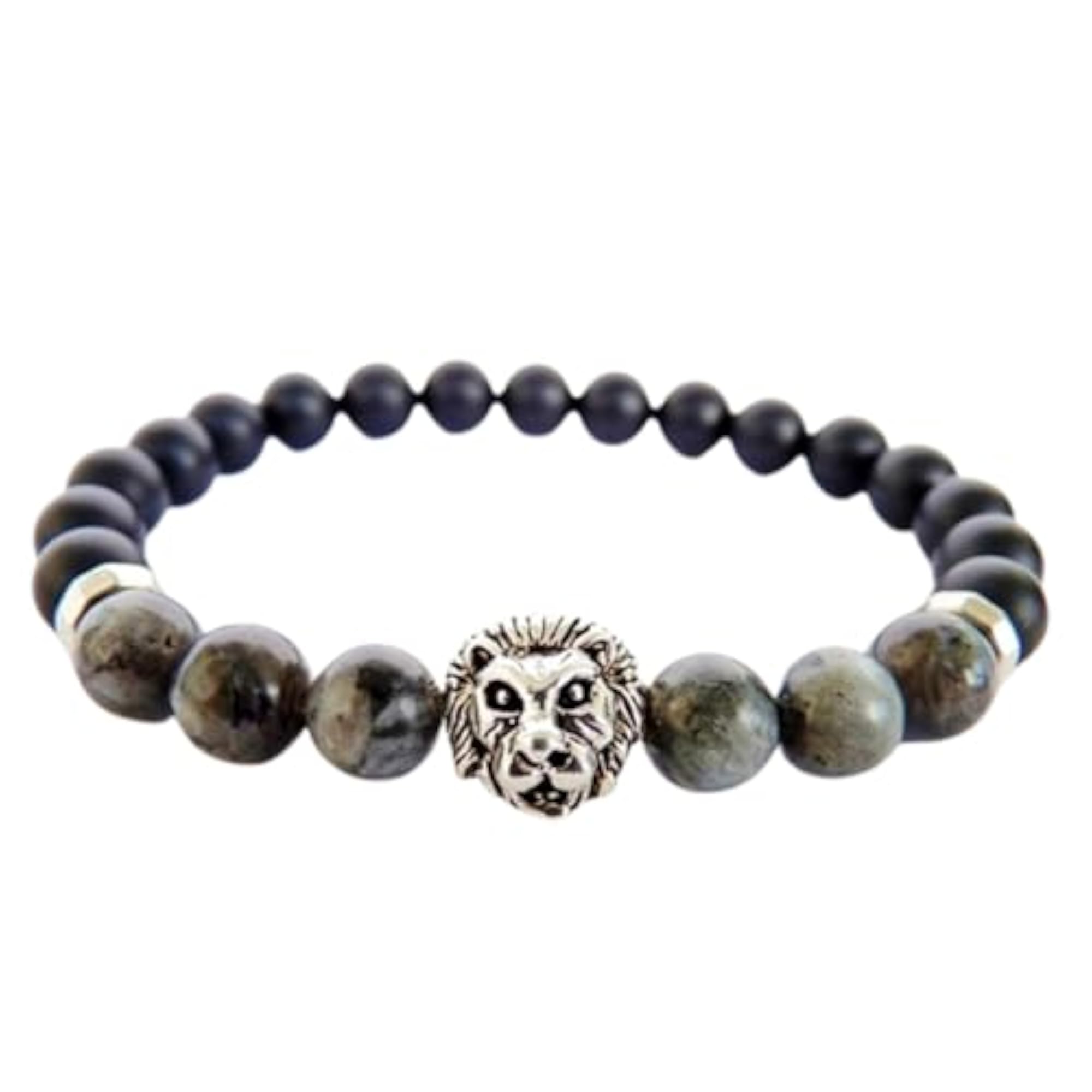 Natural Matte Onyx & Labradorite 8mm Round Bead Stretchable Bracelet, Unisex