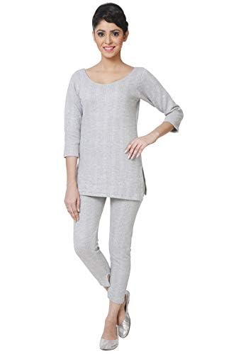 Ladies Full Sleeve Thermal Vest and Pajama Set (Grey)-image-39