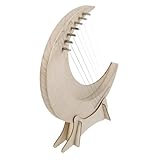 MAGICLULU Arpa de Lira de Madera Pequeña de 7 Cuerdas Forma de Luna, Instrumento Musical Portátil para Principiantes, Incluye Base, Cuerdas Metálicas, Tono Cálido Adecuado para Obsequio