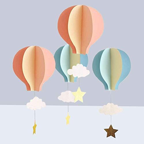 Toyvian 4 Pcs Maternelle Fenetre Suspendus 3d Papier Ballon A Air Chaud Nuage Ornements Pour Mariage Baby Shower Anniversaire Decorations De Fete Amazon Fr Cuisine Et Maison