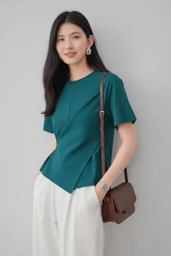 Image of Zilcon Woman Half Sleeve Round Neck Womens Tops Beach Vacation Fashion Clothes Casual Summer Spring Winter Fall Outfits Tops