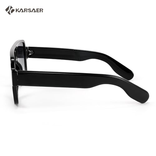 Karsaer Retro 70s Inspired Aviator Eyewear for Men and Women, Double Bridge Square Frame, Bold Pilot Design K71234