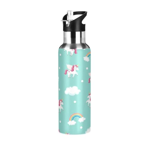 Flying Unicorn Aqua Stainless Steel Water Bottle 20 Oz Leakproof Water Bottles, BPA-Free Sport Water Bottle
