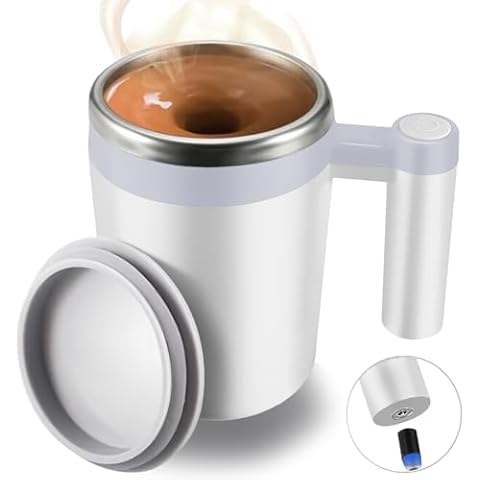 FCSWEET Self Stirring Mug with Stir Bars Cover
