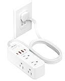 2 Prong Power Strip, WRXDMC 2 Prong to 3 Prong Outlet Adapter,1400J Two Prong Surge Protector,5ft Extension Cord, 6 AC Outlets with 2 USB C & 2 USB A Ports, Wall Mountable, Ideal for Old House