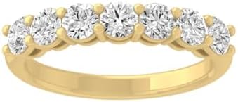 3/4 Carat - 1 Carat Lab Grown Diamond Seven-Stone Ring for Women |14K Yellow or White Gold Wedding Engagement Band Ring | D-E Color and VS Clarity