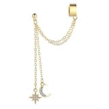 Pendientes de clip dobles de con colgante de estrella de, joyería colgante de aleación, pendientes colgantes de oro hechos a mano con estilo para mujeres y niñas para mujeres