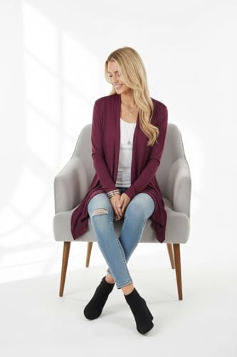 Image of ToBeInStyle Womens Open Front Long Sleeve Lightweight Asymmetrical Draped Cardigan with Side Pockets