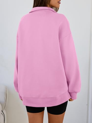 Image of Trendy Queen Women's Oversized Sweatshirts Half Quarter Zip Fleece Sweaters | Soft Cozy Zip Pullover, Comfort Warm Sweaters for Fall Winter, Fashion Mock Neck Outfits