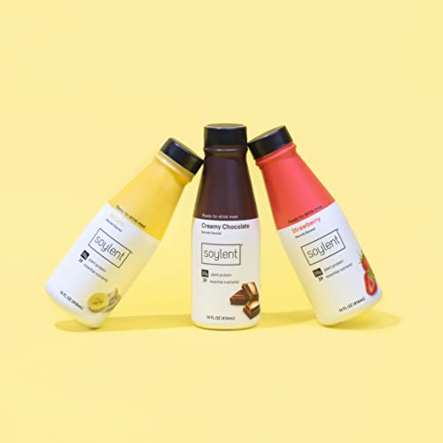 Image of Soylent Meal Replacement Shake, Banana Split Variety Pack, Contains 20g Complete Vegan Protein, Ready-to-Drink, 14 Fl Oz (Pack of 12)