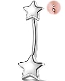 OUFER G23 Piercing para ombligo de titanio con rosca interna, 14 G, 10/12/14 mm, minimalista, largo, joyería para playa, festival, uso diario para mujer, 14G14mm, Titanio, Metal.