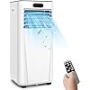 RELAX4LIFE Aire Acondicionado Portátil 3 en 1 con Modo Nocturno y Ruedas Giratorias, Enfriador de Aire con Mando a Distancia y Tubo de Salida de Aire, Temporizador 1-24h, Blanco, 7000BTU