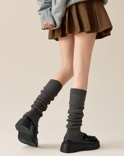 Image of Yawlsow Leg Warmers for Women Girls Y2k Knit Ruffle Leg Warmer Winter 80s with Sequins, Japanese Kawaii Harajuku Accessories