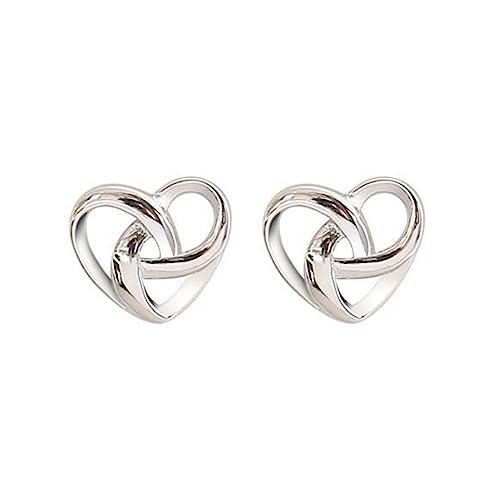 1 par de pendientes huecos con forma de corazón para mujer, joyería de ley S925, regalo de plata para mujer, alergias, previene tachuelas, aretes de corazón, aretes de corazón, aretes de nudo