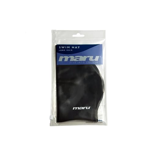 Maru Swimming Cap for Long Hair (Black), Extra-Stretch Silicone Swim Cap for Adults & Kids (One Size Fits All), Smooth - Image 4
