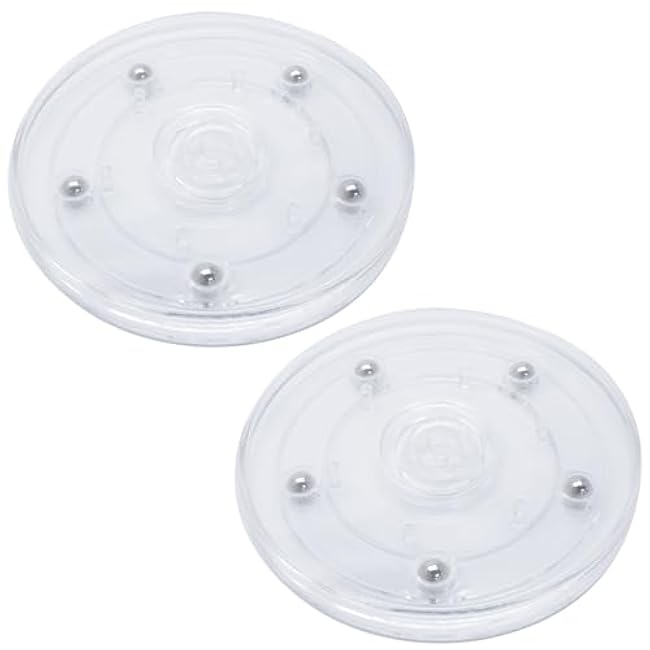 2PCS 4Inch Acrylic Lazy Susan Turntable Platter, Clear Turntable Organizer Round Rotating Plate Revolving Display Base for Spice Rack Table Cake Cookie Decorating