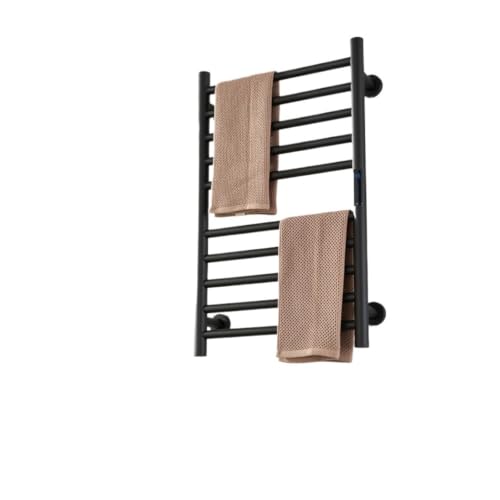 Toallero eléctrico negro de acero inoxidable con temporizador para baño moderno 4